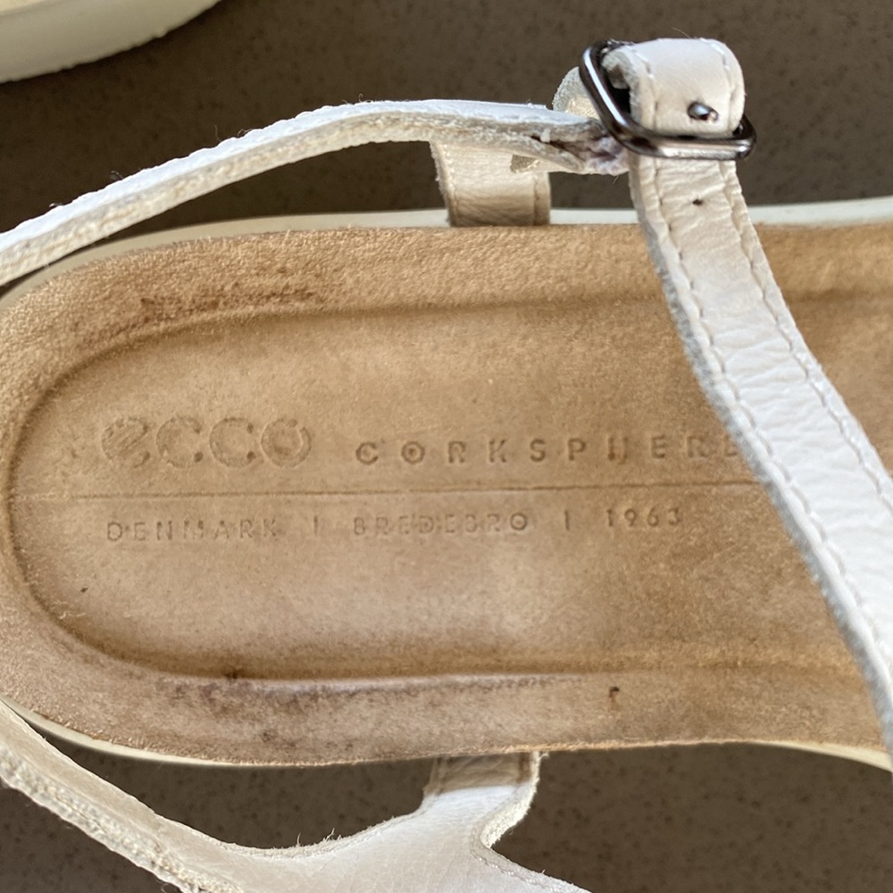 Ecco White Corkspere Sandal sz 39 - Picture 7 of 8